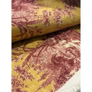 Vintage Waverly La Petite Ferme Spice Yellow Red Rooster Toile fabric 9 + yards